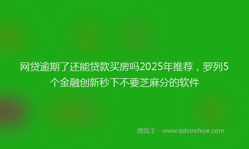 网贷逾期了还能贷款买房吗2025年推荐，罗列5个金融创新秒下不要芝麻分的软件