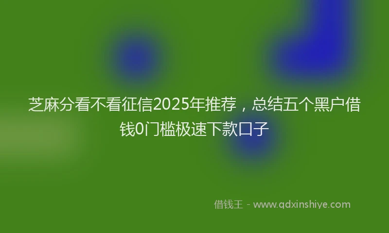 芝麻分看不看征信2025年推荐，总结五个黑户借钱0门槛极速下款口子