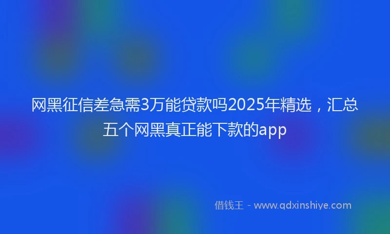网黑征信差急需3万能贷款吗2025年精选，汇总五个网黑真正能下款的app