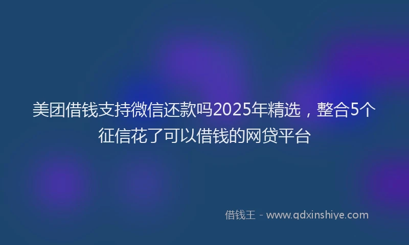 美团借钱支持微信还款吗2025年精选，整合5个征信花了可以借钱的网贷平台