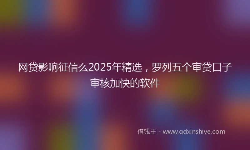 网贷影响征信么2025年精选，罗列五个审贷口子审核加快的软件