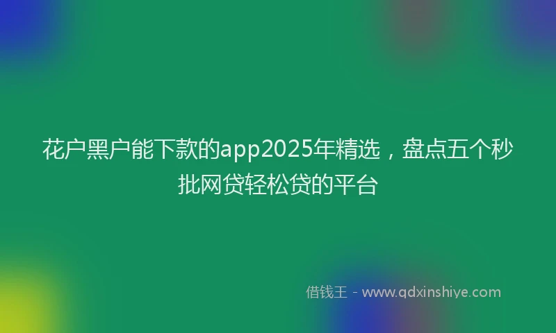 花户黑户能下款的app2025年精选，盘点五个秒批网贷轻松贷的平台