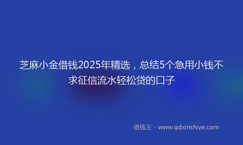 芝麻小金借钱2025年精选，总结5个急用小钱不求征信流水轻松贷的口子