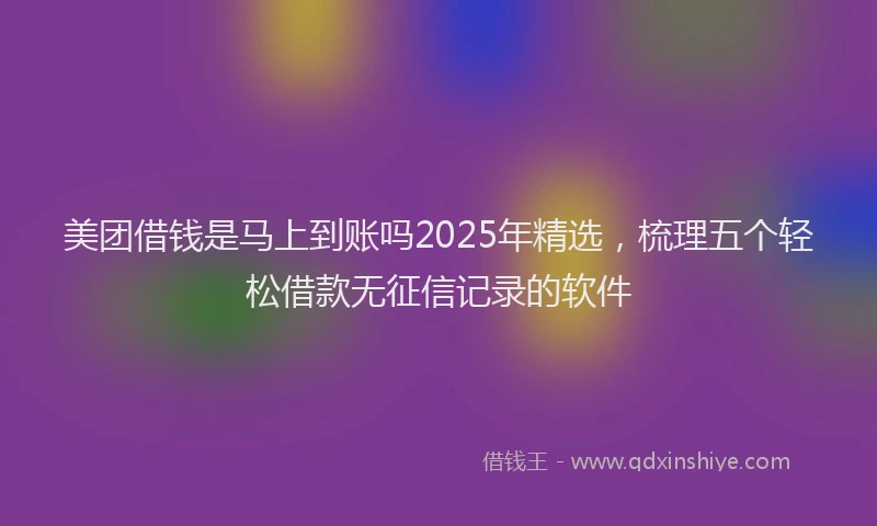 美团借钱是马上到账吗2025年精选，梳理五个轻松借款无征信记录的软件