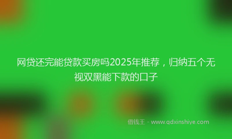 网贷还完能贷款买房吗2025年推荐，归纳五个无视双黑能下款的口子