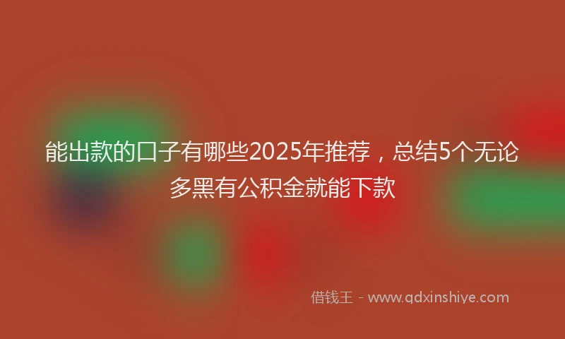 能出款的口子有哪些2025年推荐，总结5个无论多黑有公积金就能下款