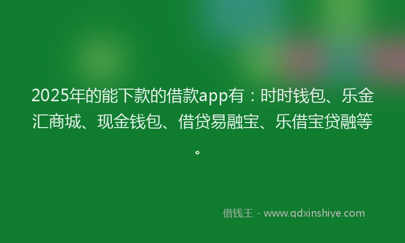 2025年的能下款的借款app有：时时钱包、乐金汇商城、现金钱包、借贷易融宝、乐借宝贷融等。