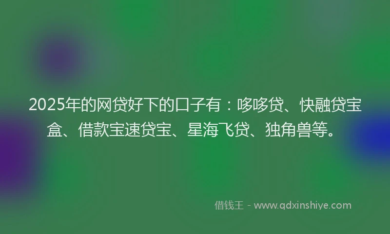 2025年的网贷好下的口子有：哆哆贷、快融贷宝盒、借款宝速贷宝、星海飞贷、独角兽等。