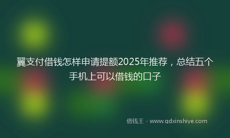 翼支付借钱怎样申请提额2025年推荐，总结五个手机上可以借钱的口子