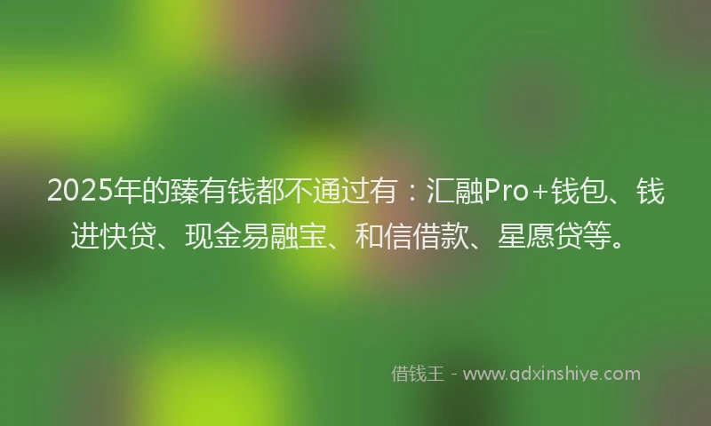 2025年的臻有钱都不通过有：汇融Pro+钱包、钱进快贷、现金易融宝、和信借款、星愿贷等。