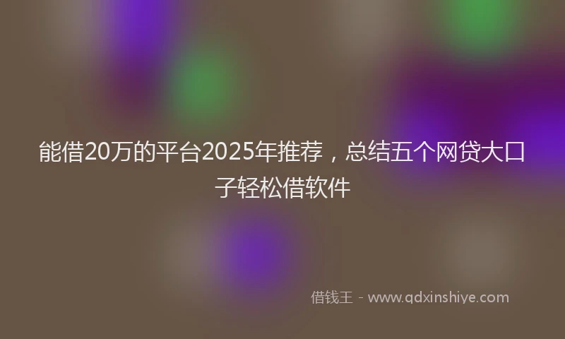 能借20万的平台2025年推荐，总结五个网贷大口子轻松借软件