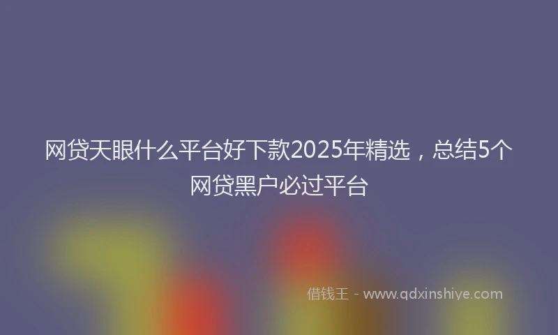 网贷天眼什么平台好下款2025年精选，总结5个网贷黑户必过平台