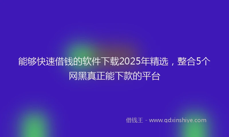 能够快速借钱的软件下载2025年精选，整合5个网黑真正能下款的平台