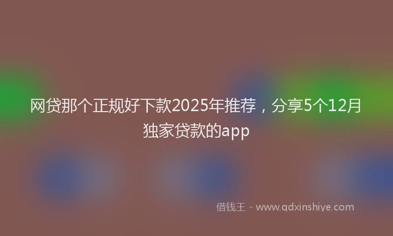 网贷那个正规好下款2025年推荐，分享5个12月独家贷款的app