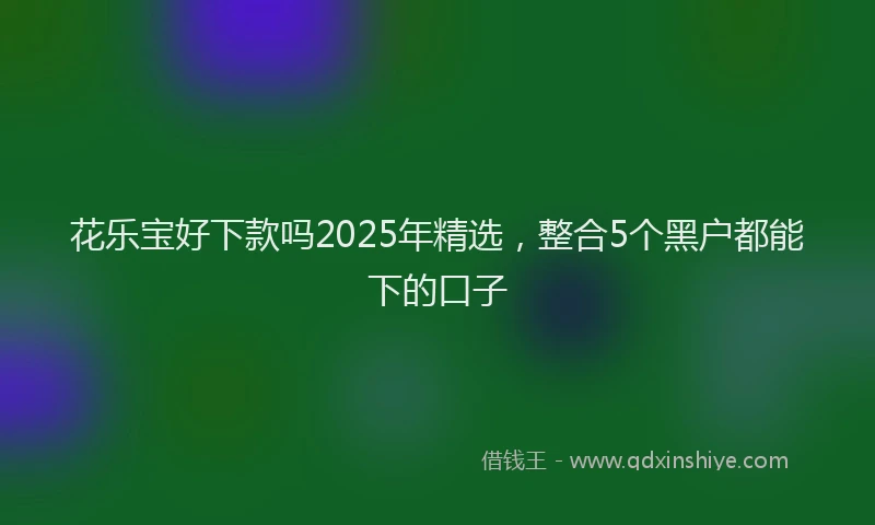 花乐宝好下款吗2025年精选，整合5个黑户都能下的口子