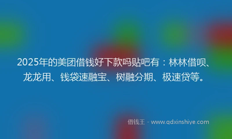 2025年的美团借钱好下款吗贴吧有：林林借呗、龙龙用、钱袋速融宝、树融分期、极速贷等。