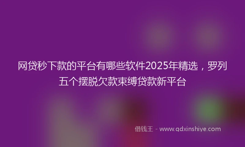网贷秒下款的平台有哪些软件2025年精选，罗列五个摆脱欠款束缚贷款新平台