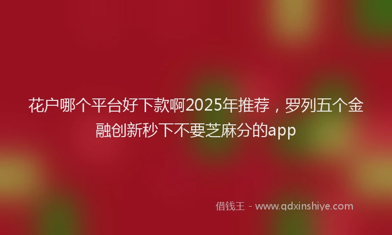 花户哪个平台好下款啊2025年推荐，罗列五个金融创新秒下不要芝麻分的app