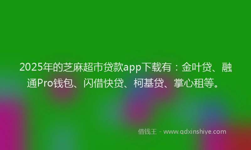 2025年的芝麻超市贷款app下载有：金叶贷、融通Pro钱包、闪借快贷、柯基贷、掌心租等。