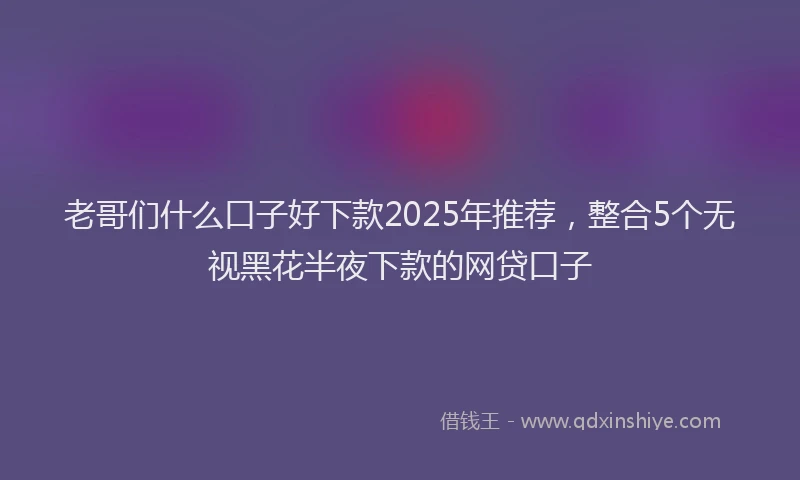 老哥们什么口子好下款2025年推荐，整合5个无视黑花半夜下款的网贷口子