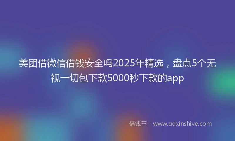 美团借微信借钱安全吗2025年精选，盘点5个无视一切包下款5000秒下款的app