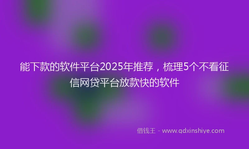 能下款的软件平台2025年推荐，梳理5个不看征信网贷平台放款快的软件