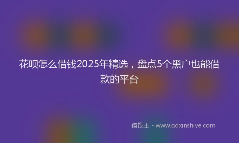 花呗怎么借钱2025年精选，盘点5个黑户也能借款的平台