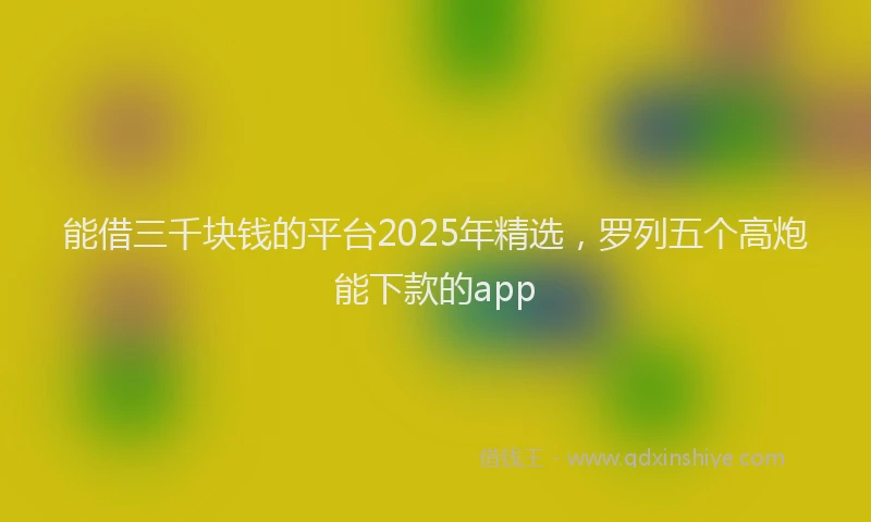 能借三千块钱的平台2025年精选，罗列五个高炮能下款的app