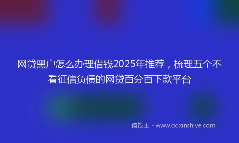 网贷黑户怎么办理借钱2025年推荐，梳理五个不看征信负债的网贷百分百下款平台