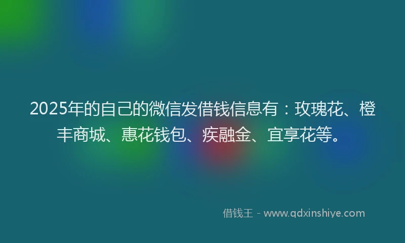 2025年的自己的微信发借钱信息有：玫瑰花、橙丰商城、惠花钱包、疾融金、宜享花等。
