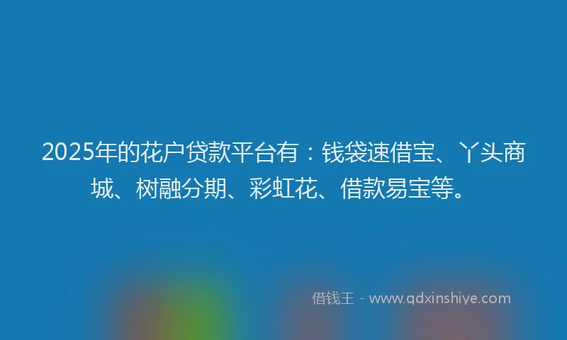 2025年的花户贷款平台有：钱袋速借宝、丫头商城、树融分期、彩虹花、借款易宝等。