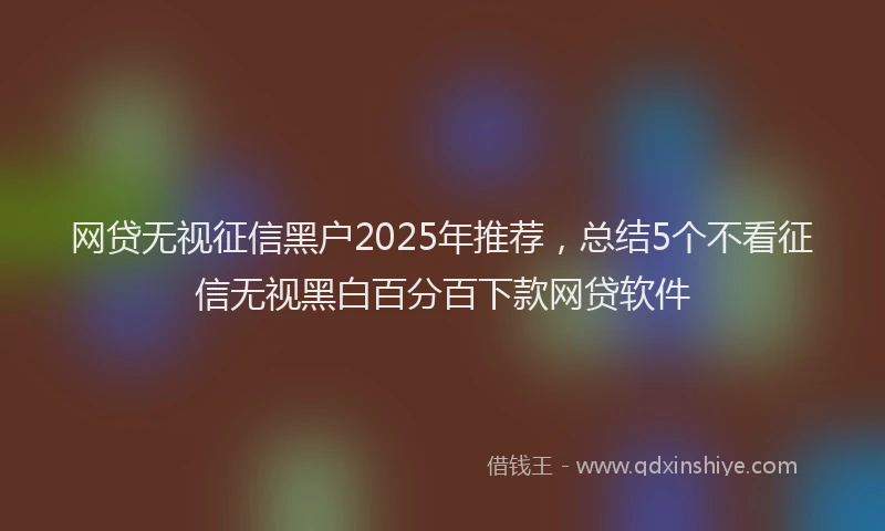 网贷无视征信黑户2025年推荐，总结5个不看征信无视黑白百分百下款网贷软件