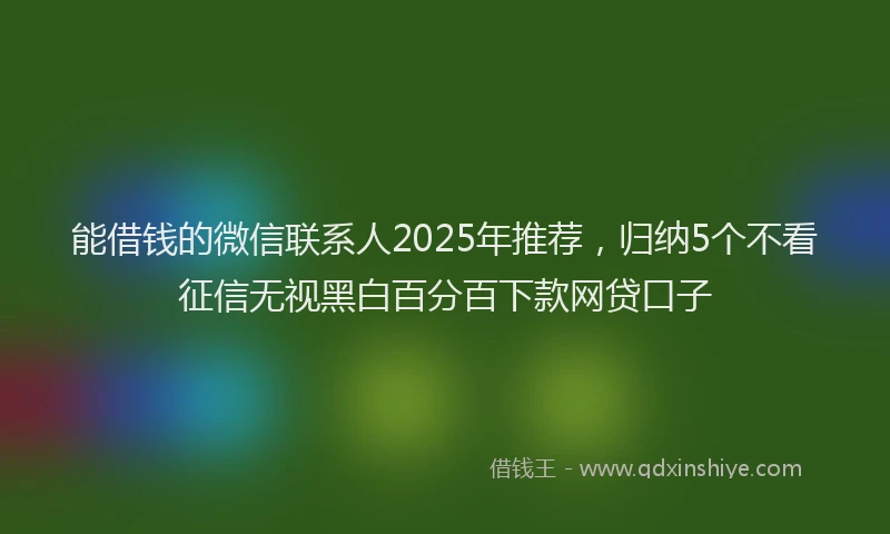 能借钱的微信联系人2025年推荐，归纳5个不看征信无视黑白百分百下款网贷口子