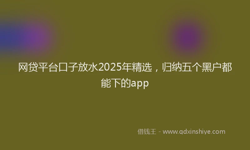 网贷平台口子放水2025年精选，归纳五个黑户都能下的app