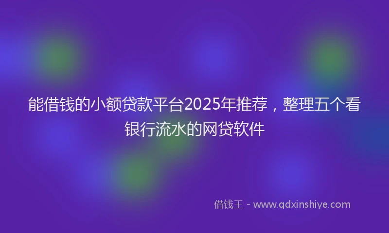 能借钱的小额贷款平台2025年推荐，整理五个看银行流水的网贷软件