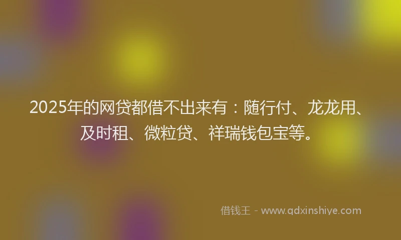 2025年的网贷都借不出来有：随行付、龙龙用、及时租、微粒贷、祥瑞钱包宝等。