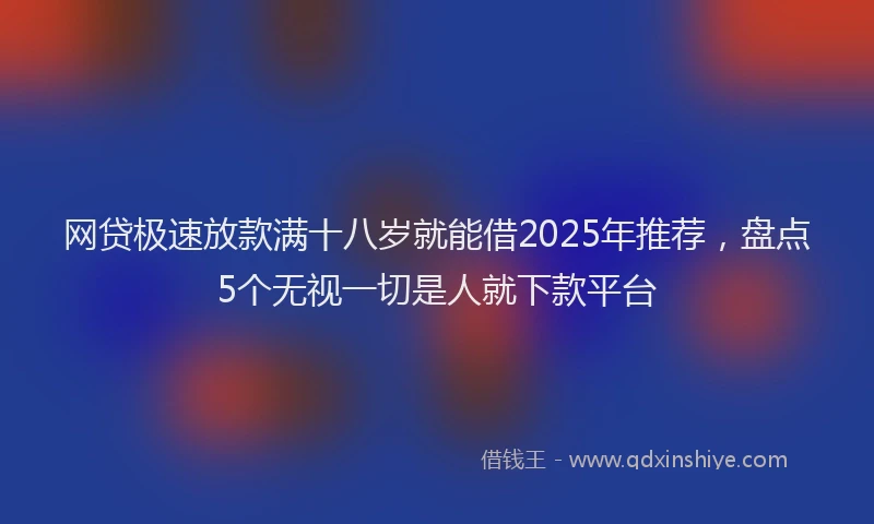 网贷极速放款满十八岁就能借2025年推荐，盘点5个无视一切是人就下款平台