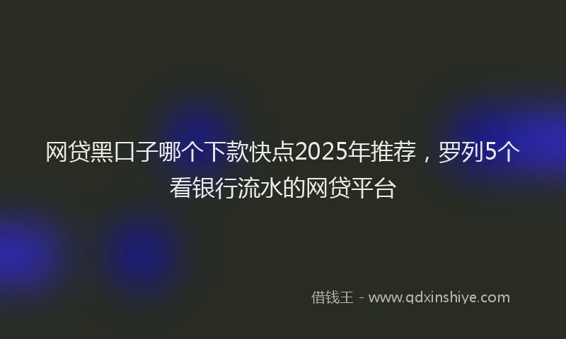 网贷黑口子哪个下款快点2025年推荐，罗列5个看银行流水的网贷平台