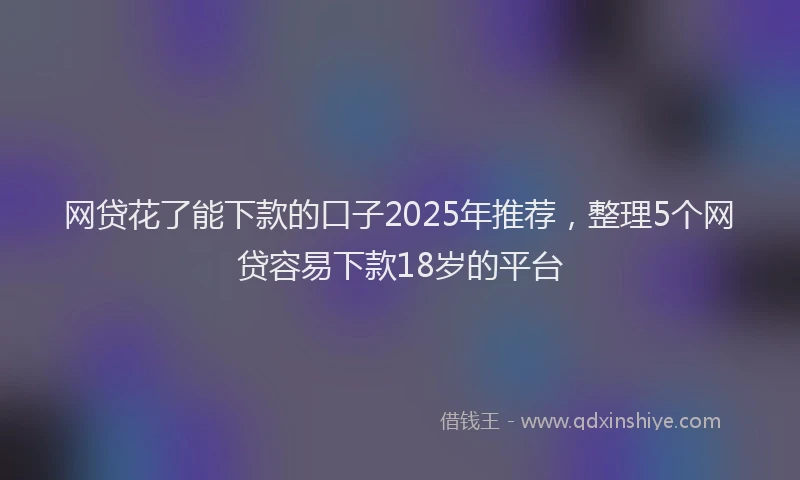 网贷花了能下款的口子2025年推荐，整理5个网贷容易下款18岁的平台