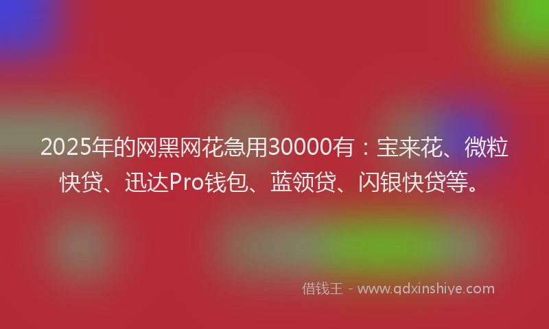 2025年的网黑网花急用30000有：宝来花、微粒快贷、迅达Pro钱包、蓝领贷、闪银快贷等。