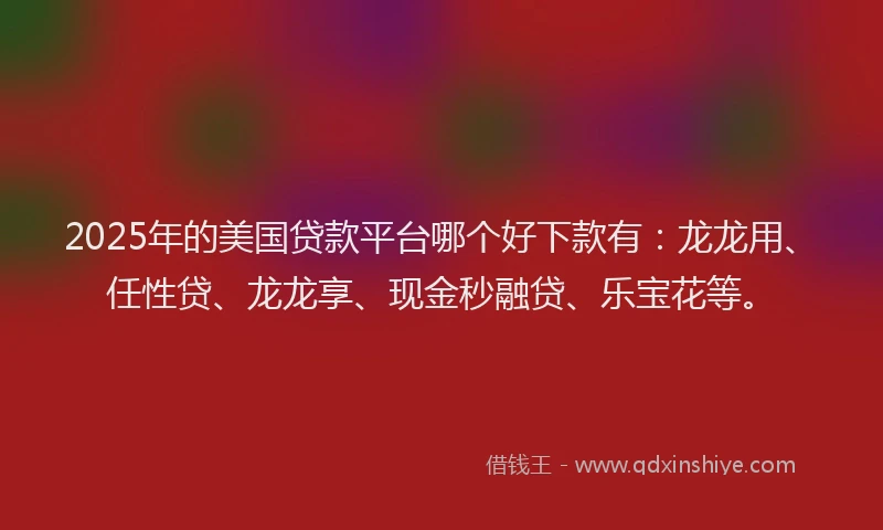 2025年的美国贷款平台哪个好下款有：龙龙用、任性贷、龙龙享、现金秒融贷、乐宝花等。