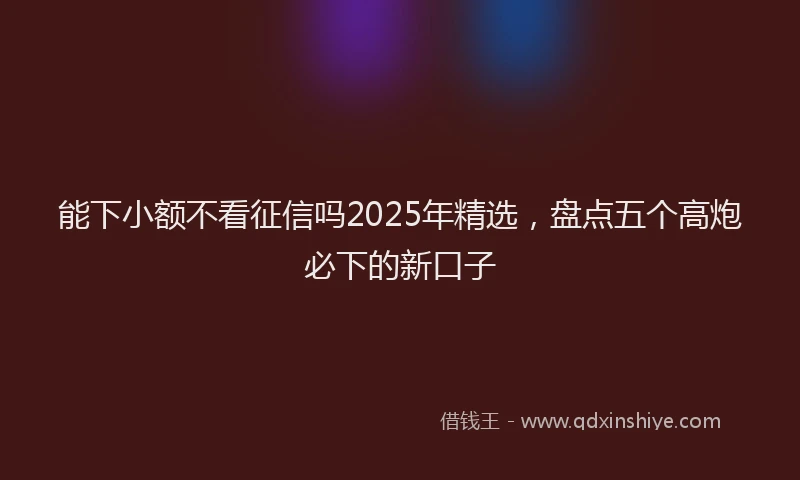 能下小额不看征信吗2025年精选，盘点五个高炮必下的新口子