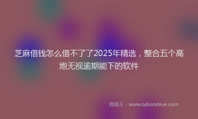 芝麻借钱怎么借不了了2025年精选，整合五个高炮无视逾期能下的软件