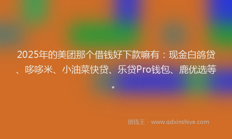 2025年的美团那个借钱好下款嘛有：现金白鸽贷、哆哆米、小油菜快贷、乐贷Pro钱包、鹿优选等。