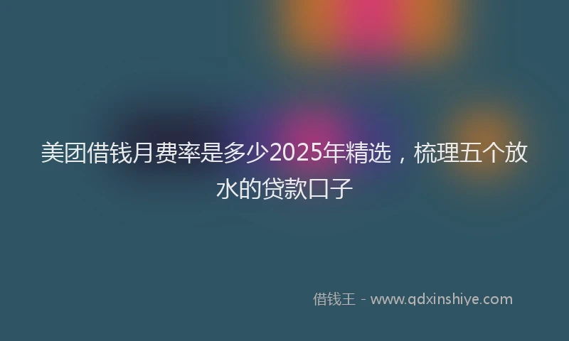 美团借钱月费率是多少2025年精选，梳理五个放水的贷款口子