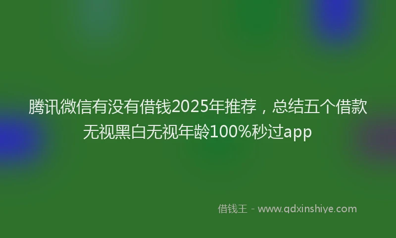 腾讯微信有没有借钱2025年推荐，总结五个借款无视黑白无视年龄100%秒过app