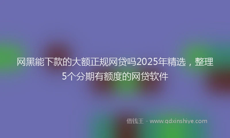 网黑能下款的大额正规网贷吗2025年精选，整理5个分期有额度的网贷软件