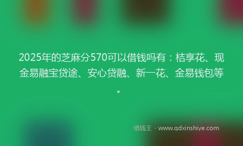 2025年的芝麻分570可以借钱吗有：桔享花、现金易融宝贷途、安心贷融、新一花、金易钱包等。