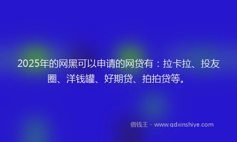 2025年的网黑可以申请的网贷有：拉卡拉、投友圈、洋钱罐、好期贷、拍拍贷等。