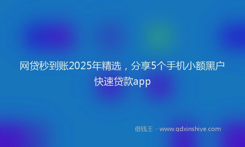 网贷秒到账2025年精选，分享5个手机小额黑户快速贷款app